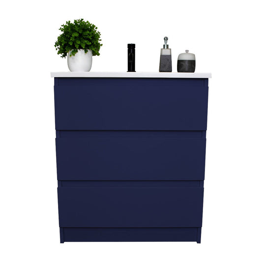 Volpa USA Pepper 30" x 20" Navy Modern Freestanding Bathroom Vanity With Acrylic Top, Integrated Acrylic Sink and drawers