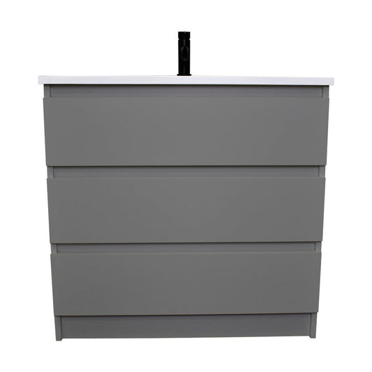Volpa USA Pepper 36" x 20" Gray Modern Freestanding Bathroom Vanity With Acrylic Top, Integrated Acrylic Sink and drawers