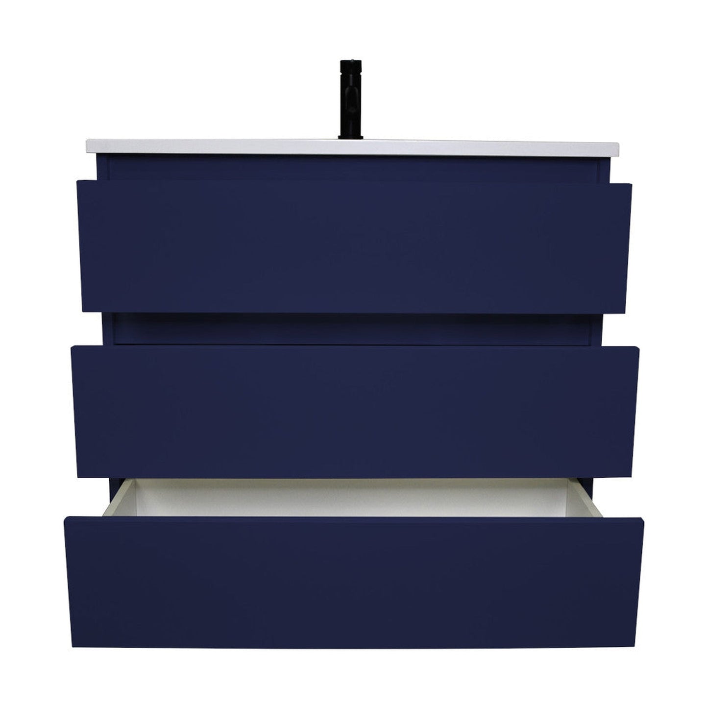 Volpa USA Pepper 36" x 20" Navy Modern Freestanding Bathroom Vanity With Acrylic Top, Integrated Acrylic Sink and drawers