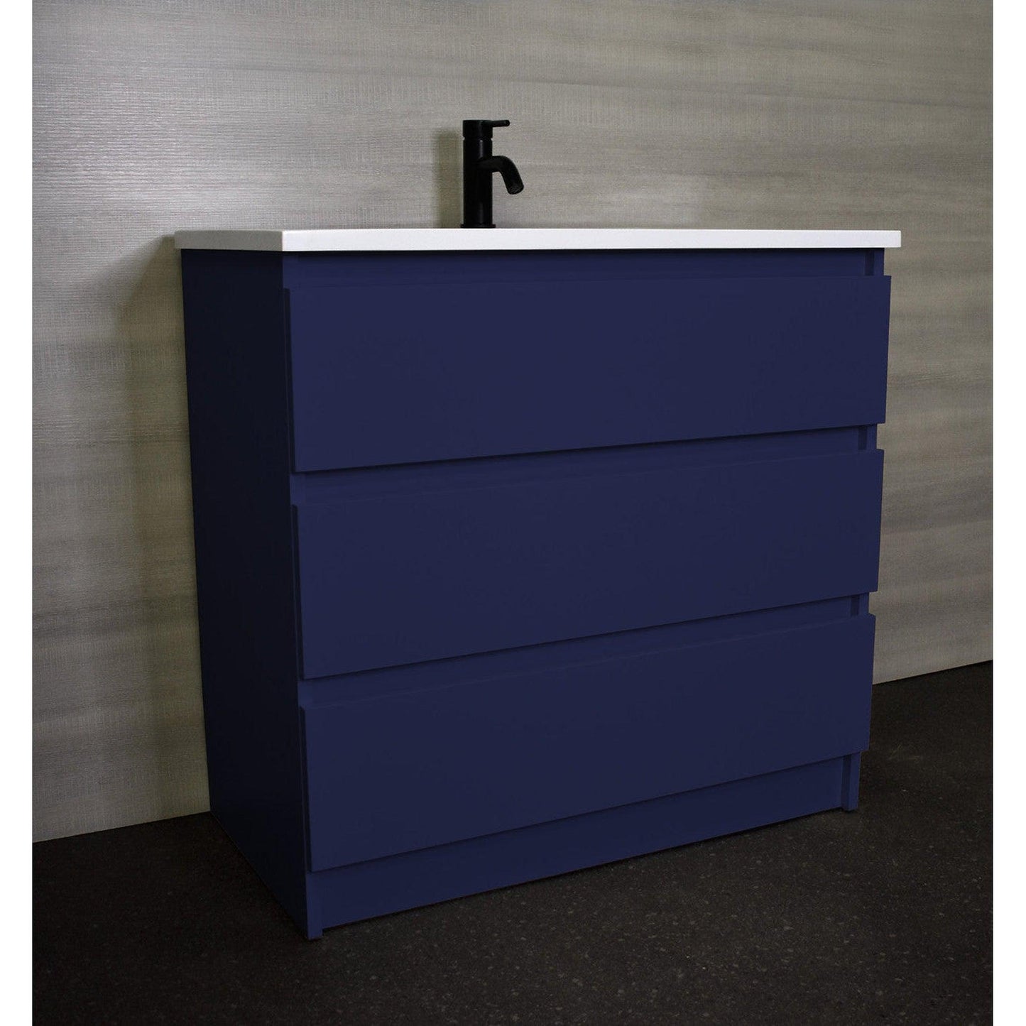 Volpa USA Pepper 36" x 20" Navy Modern Freestanding Bathroom Vanity With Acrylic Top, Integrated Acrylic Sink and drawers