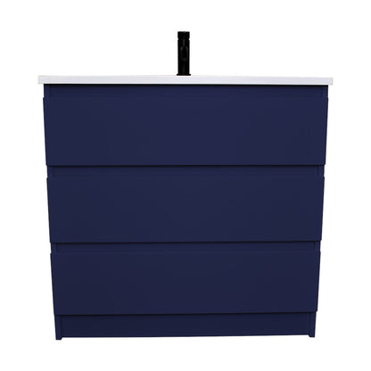 Volpa USA Pepper 36" x 20" Navy Modern Freestanding Bathroom Vanity With Acrylic Top, Integrated Acrylic Sink and drawers