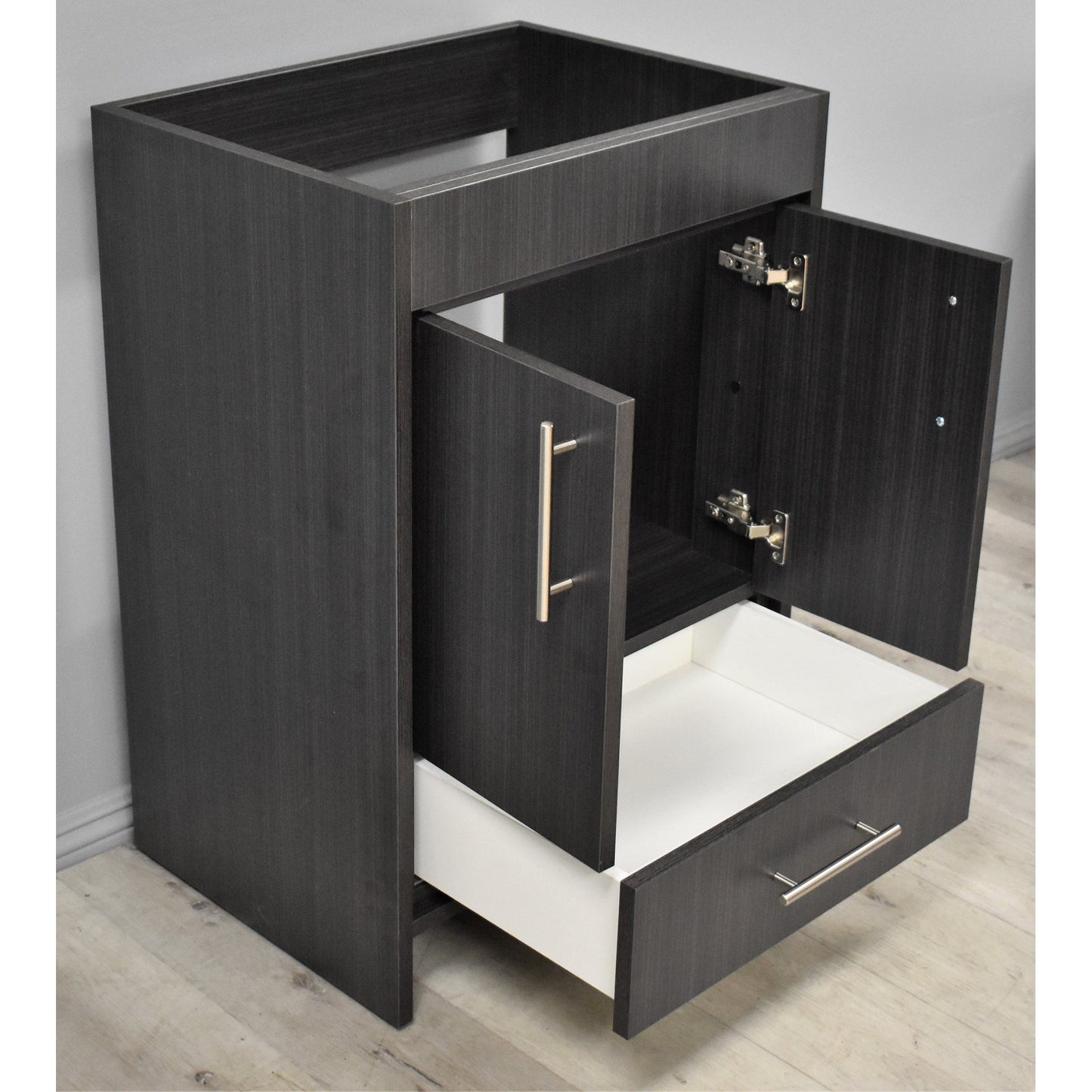 Volpa USA Rio 24" Black Ash Freestanding Modern Bathroom Vanity With Brushed Nickel Round Handles