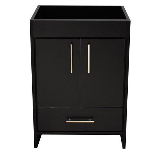 Volpa USA Rio 24" Black Freestanding Modern Bathroom Vanity With Brushed Nickel Round Handles