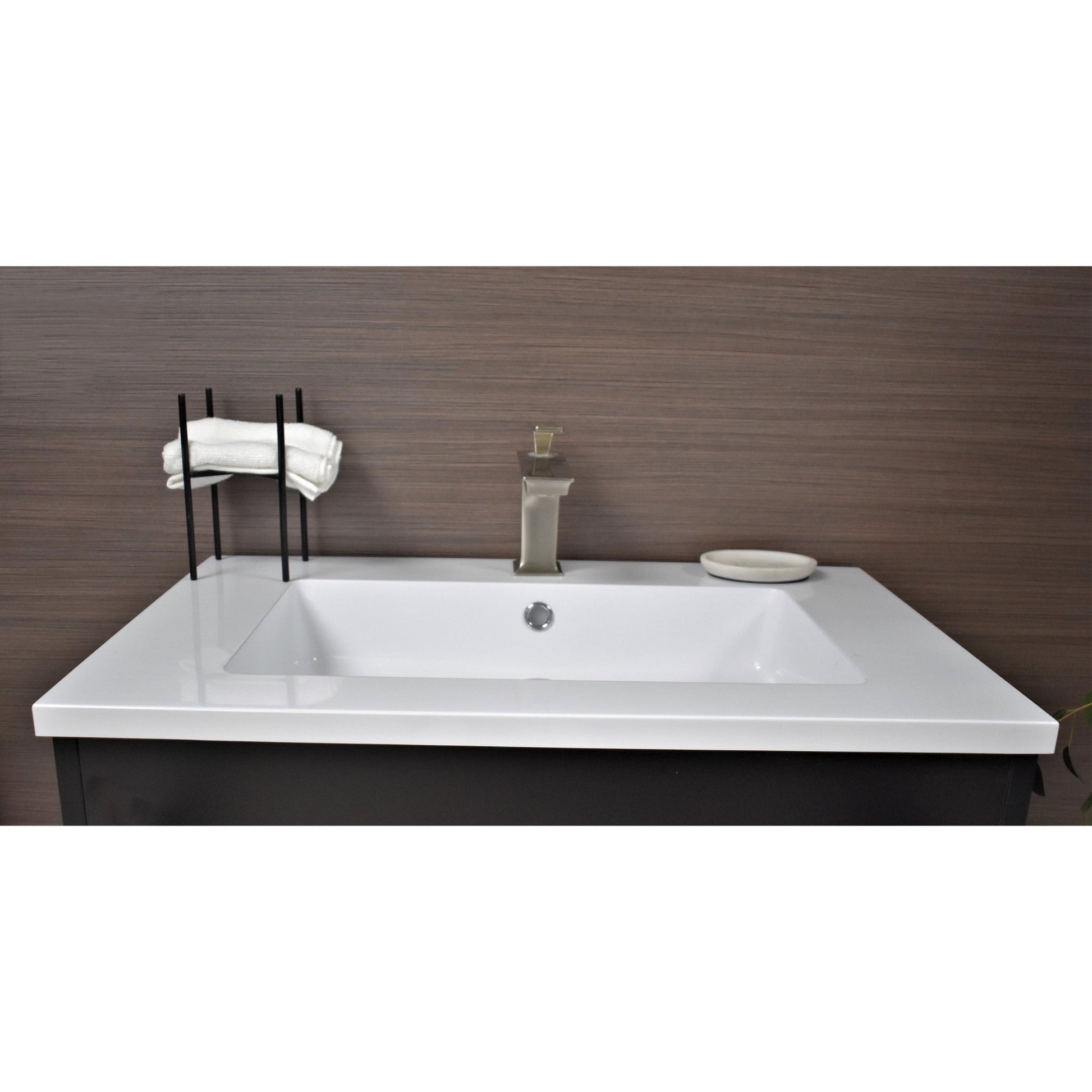 Volpa USA Rio 24" Black Freestanding Modern Bathroom Vanity With Integrated Acrylic Top and Brushed Nickel Handles