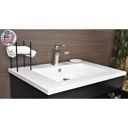 Volpa USA Rio 24" Black Freestanding Modern Bathroom Vanity With Integrated Acrylic Top and Brushed Nickel Handles