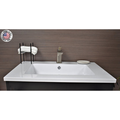 Volpa USA Rio 24" Black Freestanding Modern Bathroom Vanity With Integrated Acrylic Top and Brushed Nickel Handles