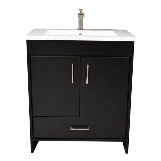 Volpa USA Rio 24" Black Freestanding Modern Bathroom Vanity With Integrated Acrylic Top and Brushed Nickel Handles