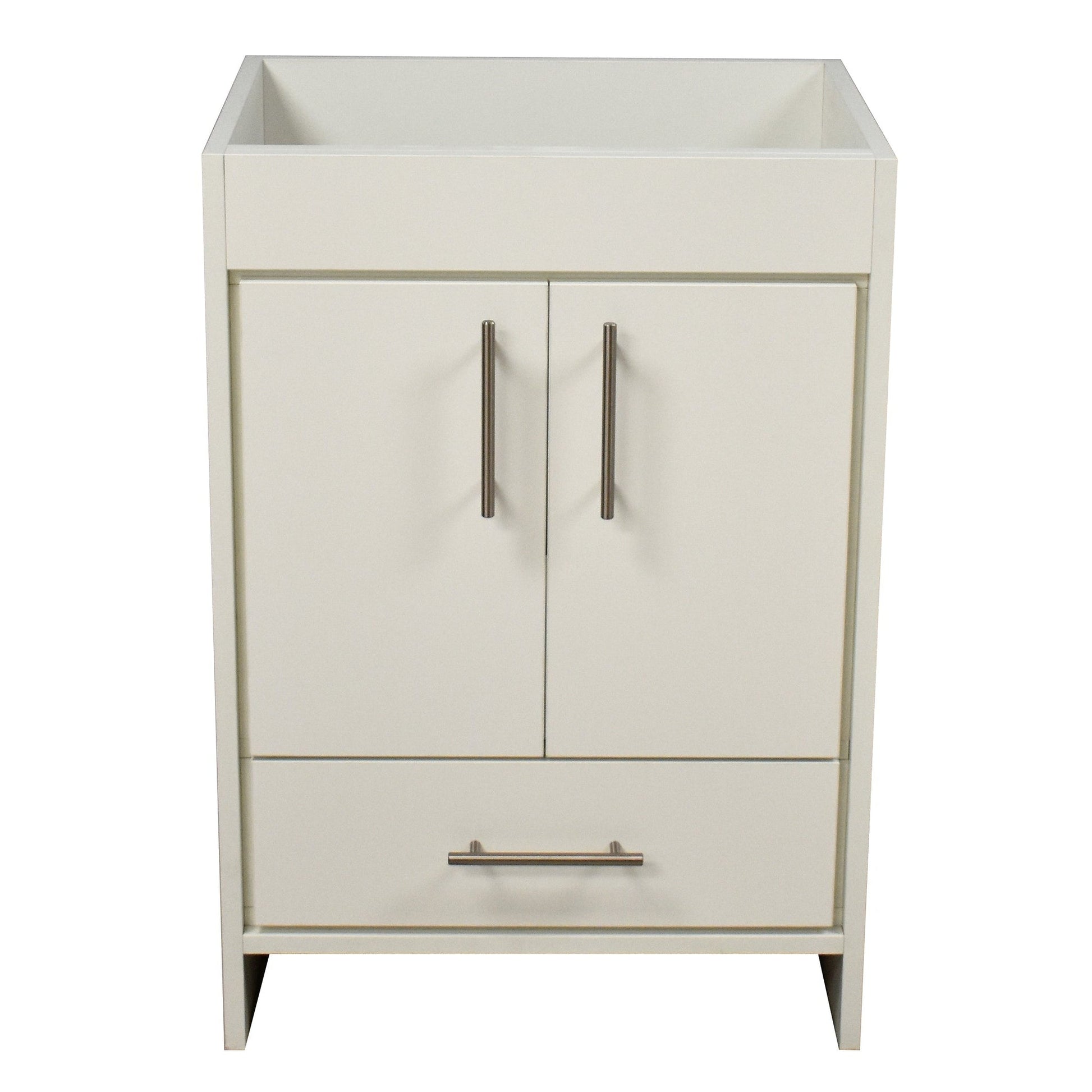 Volpa USA Rio 24" Soft White Freestanding Modern Bathroom Vanity With Brushed Nickel Round Handles