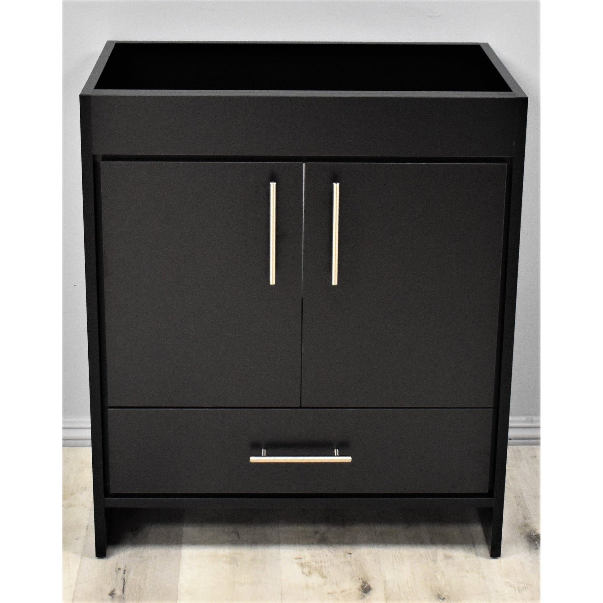 Volpa USA Rio 30" Black Freestanding Modern Bathroom Vanity With Brushed Nickel Round Handles