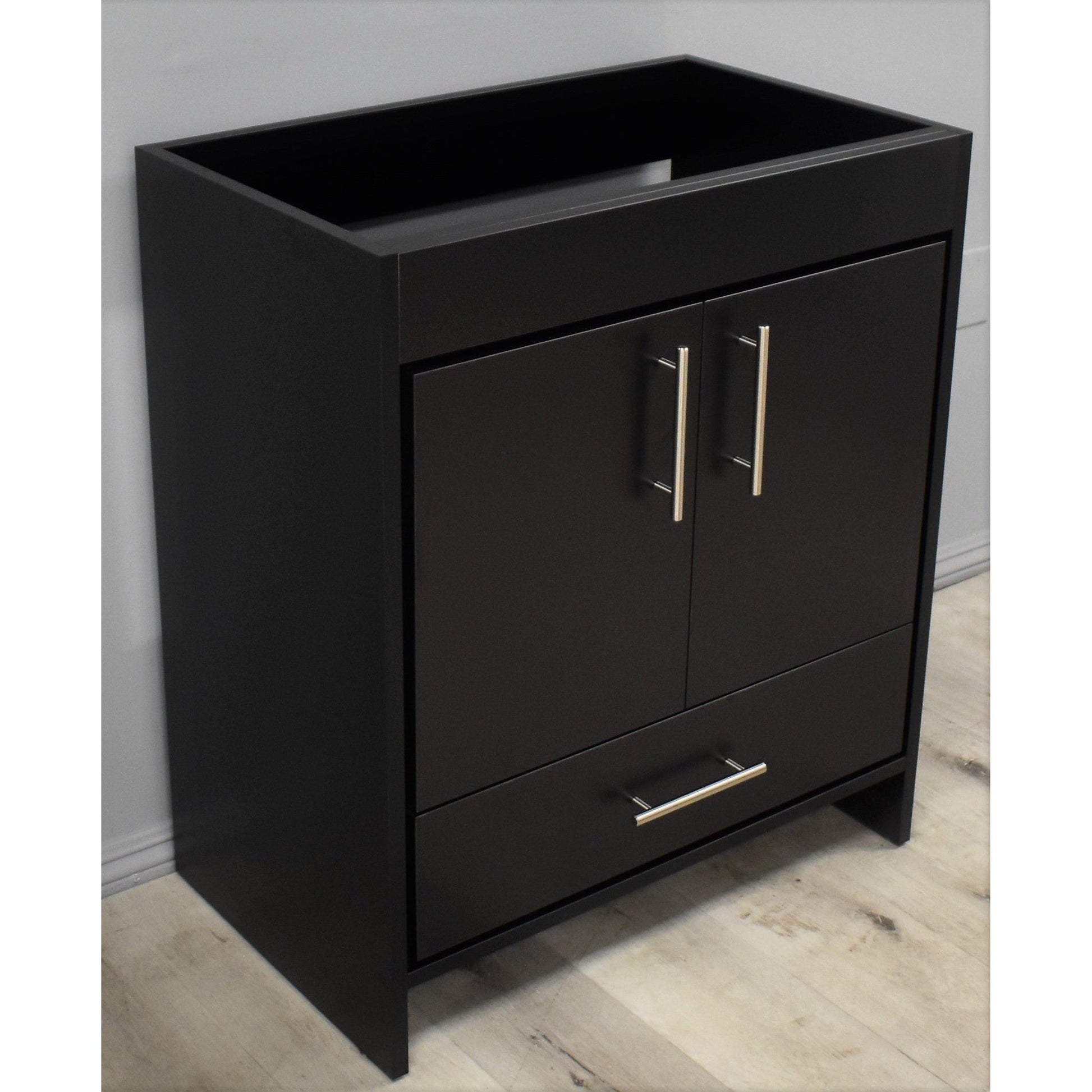 Volpa USA Rio 30" Black Freestanding Modern Bathroom Vanity With Brushed Nickel Round Handles