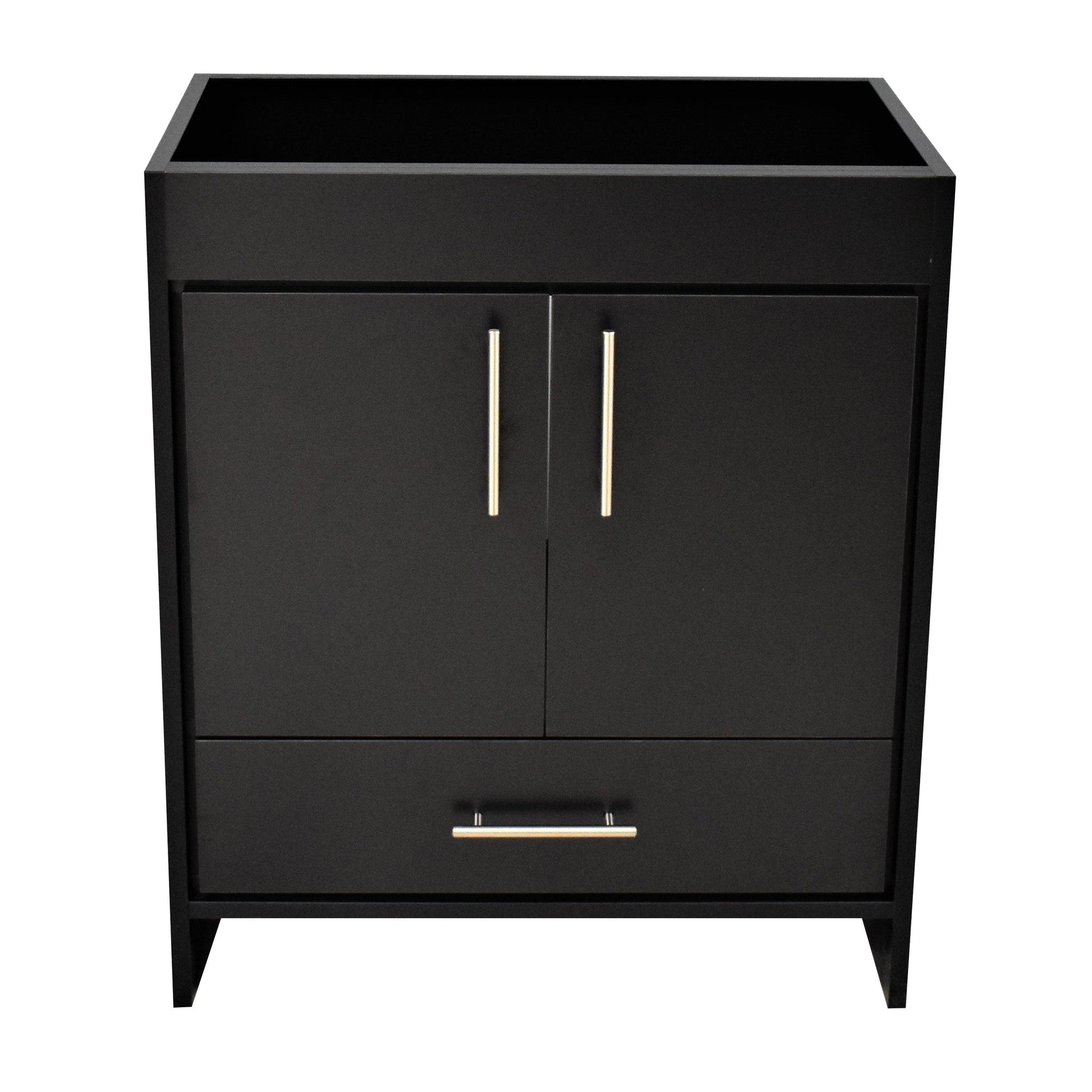 Volpa USA Rio 30" Black Freestanding Modern Bathroom Vanity With Brushed Nickel Round Handles