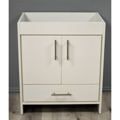 Volpa USA Rio 30" Soft White Freestanding Modern Bathroom Vanity With Brushed Nickel Round Handles