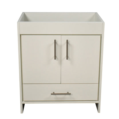 Volpa USA Rio 30" Soft White Freestanding Modern Bathroom Vanity With Brushed Nickel Round Handles