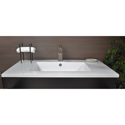 Volpa USA Rio 36" Black Freestanding Modern Bathroom Vanity With Integrated Acrylic Top and Brushed Nickel Handles