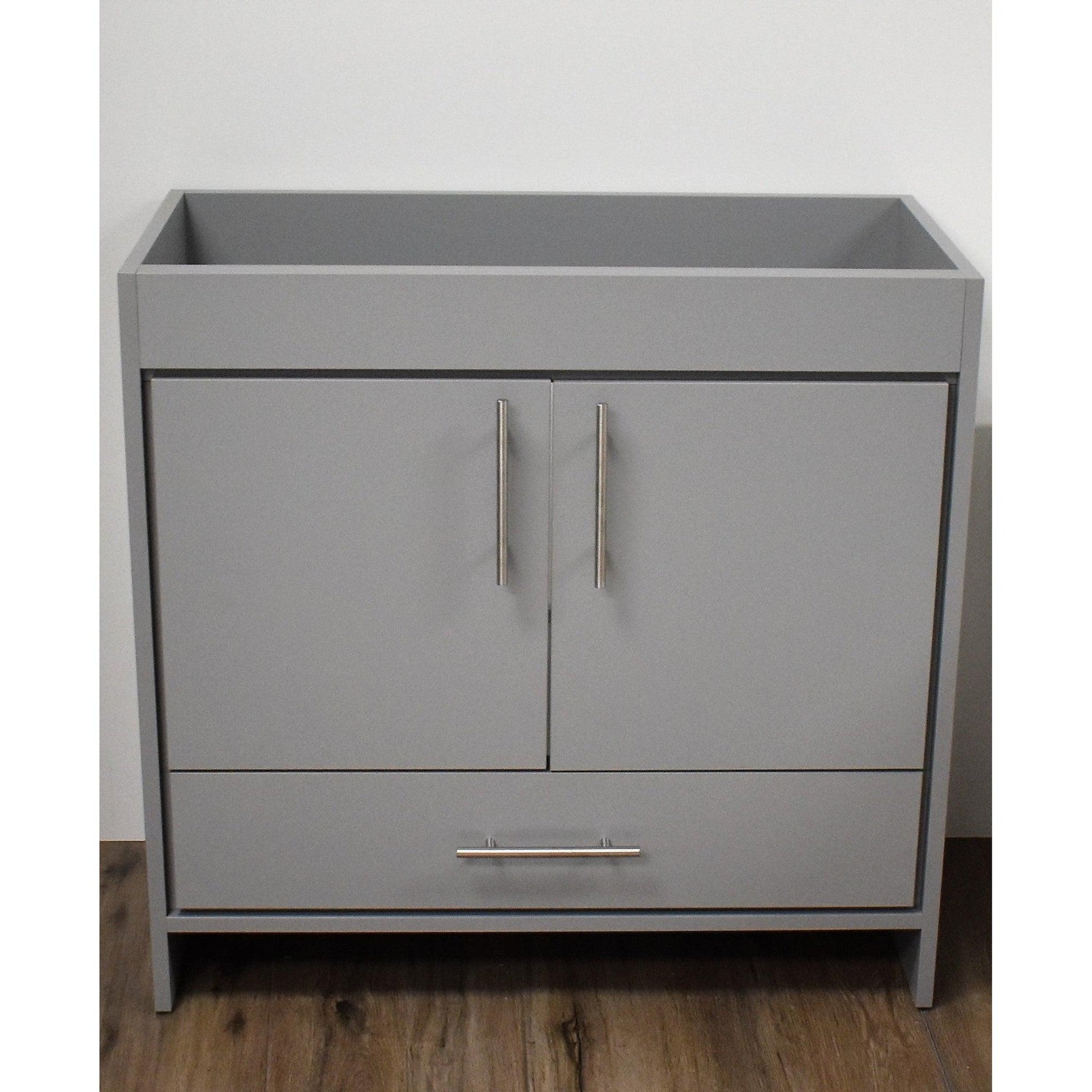 Volpa USA Rio 36" Gray Freestanding Modern Bathroom Vanity With Brushed Nickel Handles