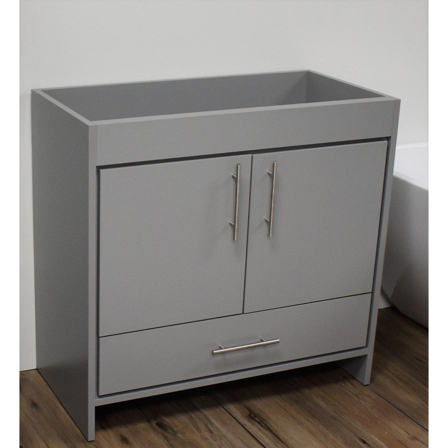 Volpa USA Rio 36" Gray Freestanding Modern Bathroom Vanity With Brushed Nickel Handles