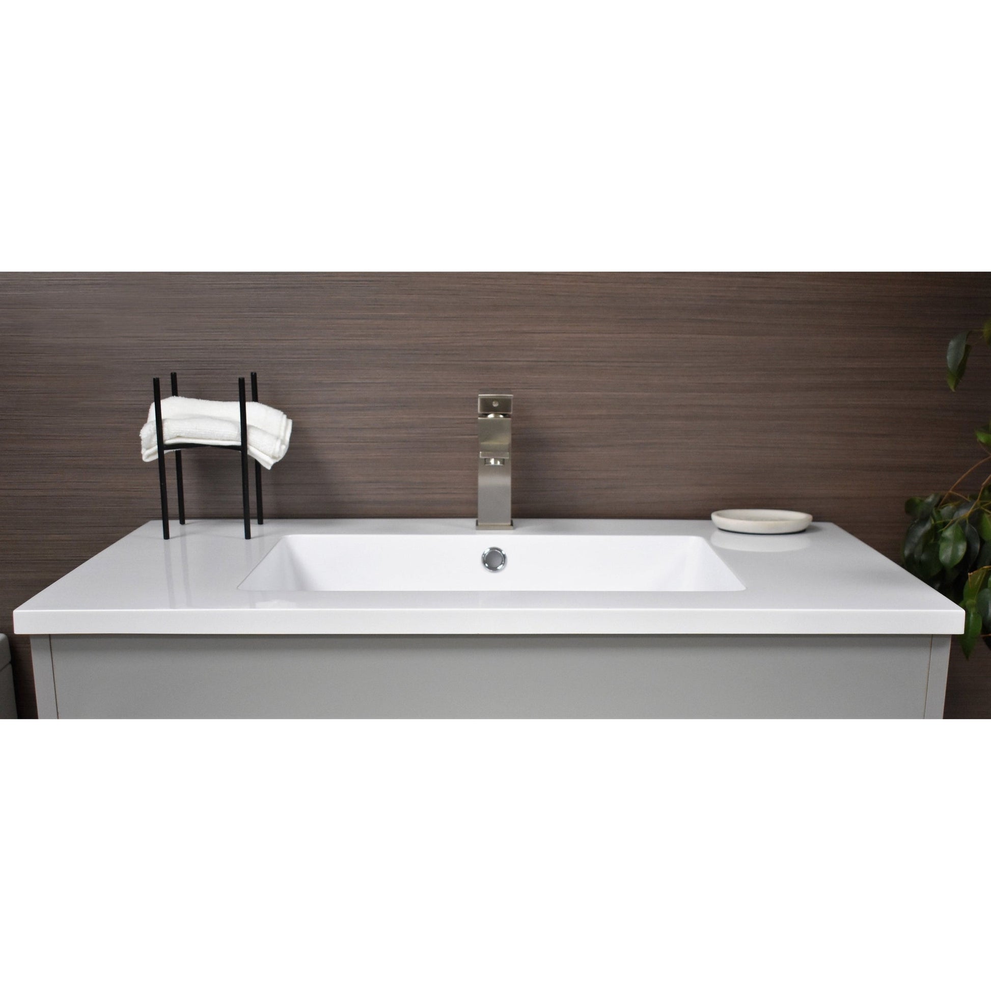 Volpa USA Rio 36" Gray Freestanding Modern Bathroom Vanity With Integrated Acrylic Top and Brushed Nickel Handles