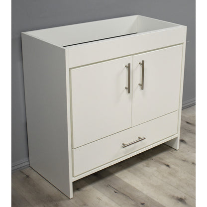 Volpa USA Rio 36" Soft White Freestanding Modern Bathroom Vanity With Brushed Nickel Handles