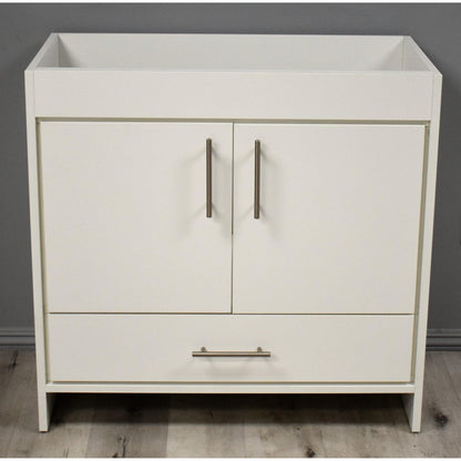 Volpa USA Rio 36" Soft White Freestanding Modern Bathroom Vanity With Brushed Nickel Handles