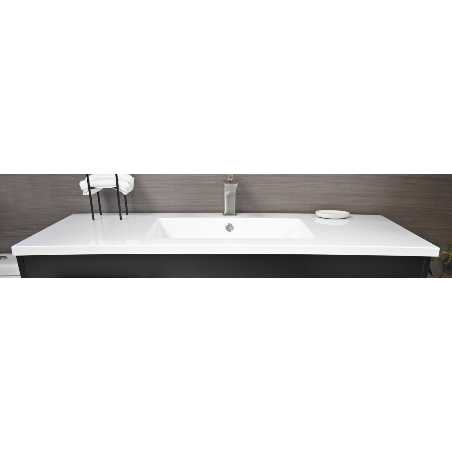 Volpa USA Rio 48" Black Freestanding Modern Bathroom Vanity With Integrated Acrylic Top and Brushed Nickel Handles