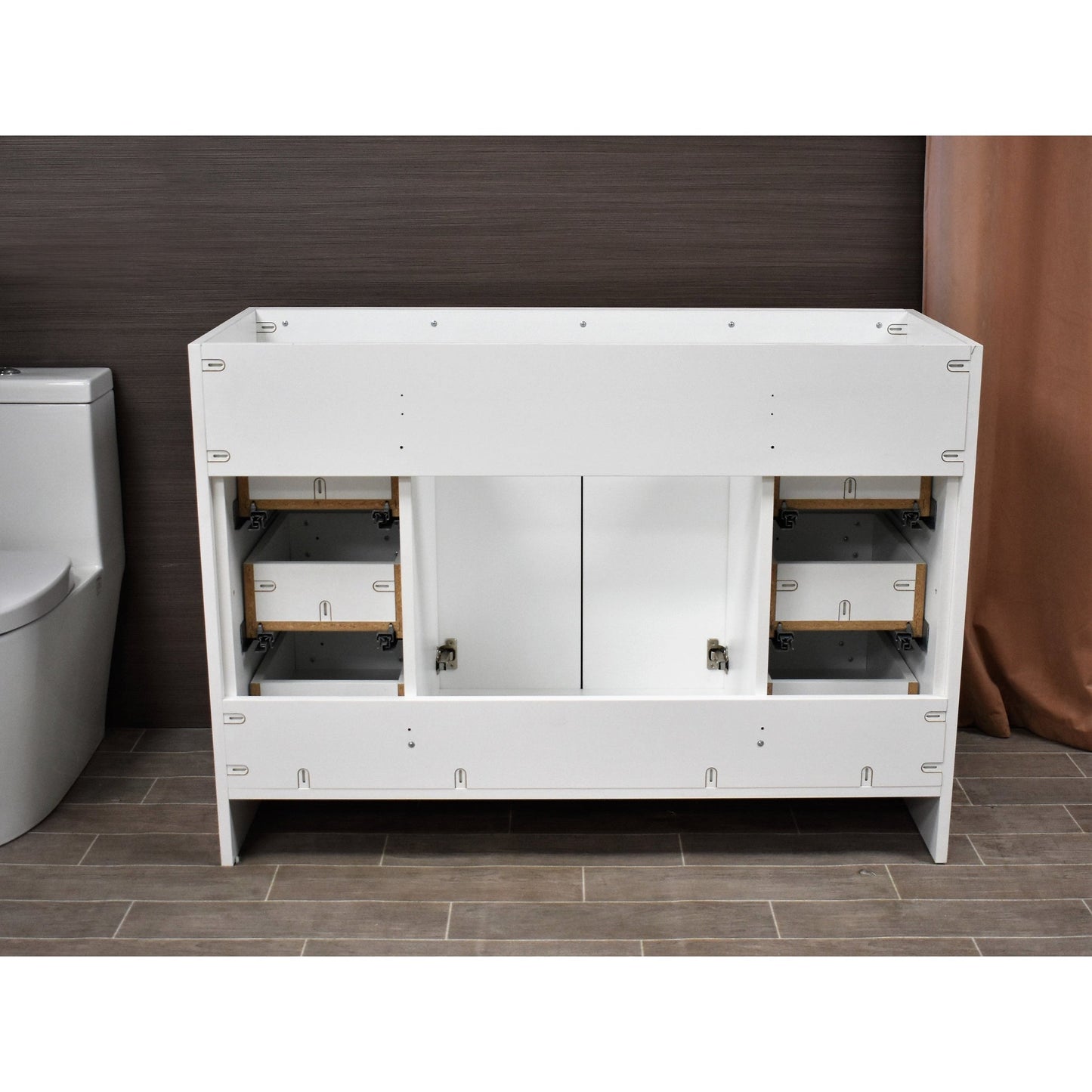 Volpa USA Rio 48" White Freestanding Modern Bathroom Vanity With Integrated Acrylic Top and Brushed Nickel Handles