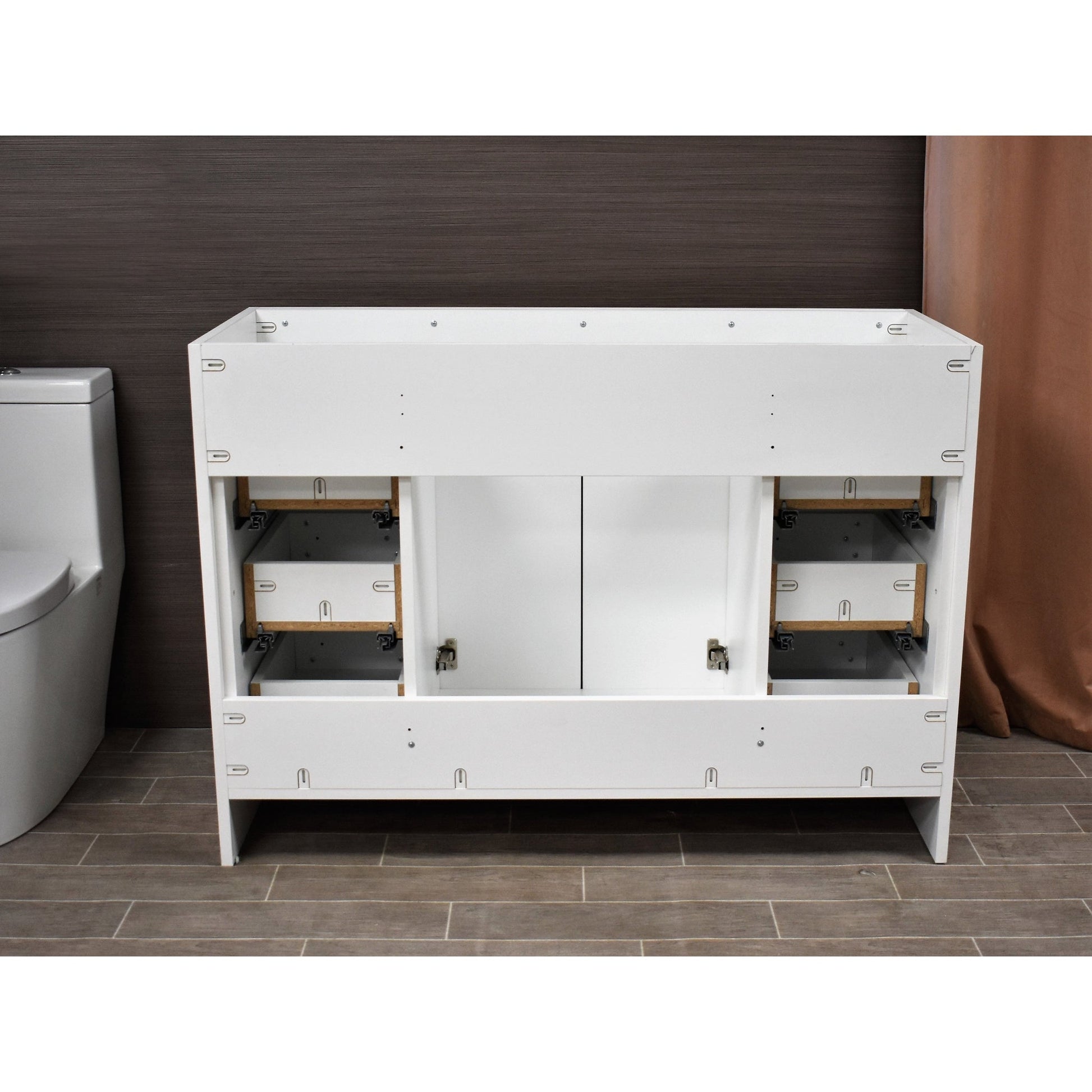 Volpa USA Rio 48" White Freestanding Modern Bathroom Vanity With Integrated Acrylic Top and Brushed Nickel Handles