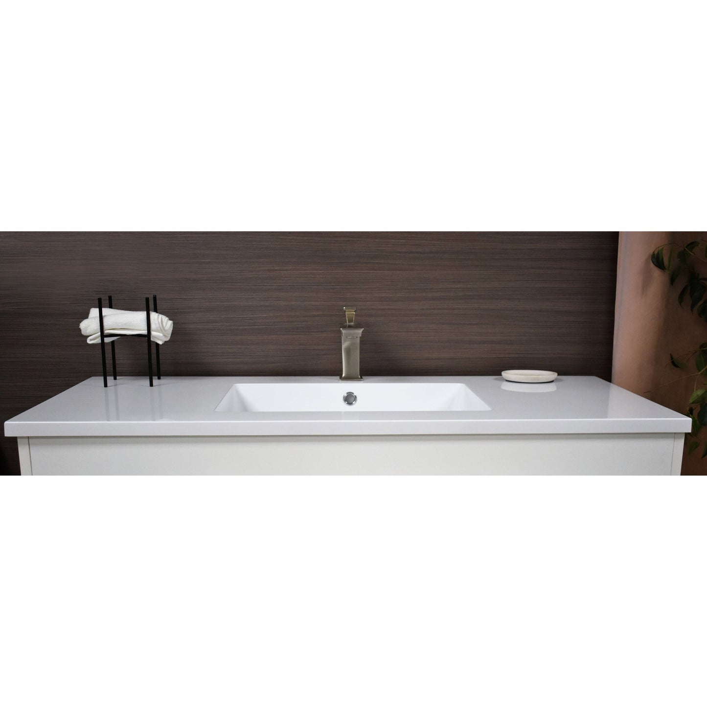 Volpa USA Rio 48" White Freestanding Modern Bathroom Vanity With Integrated Acrylic Top and Brushed Nickel Handles