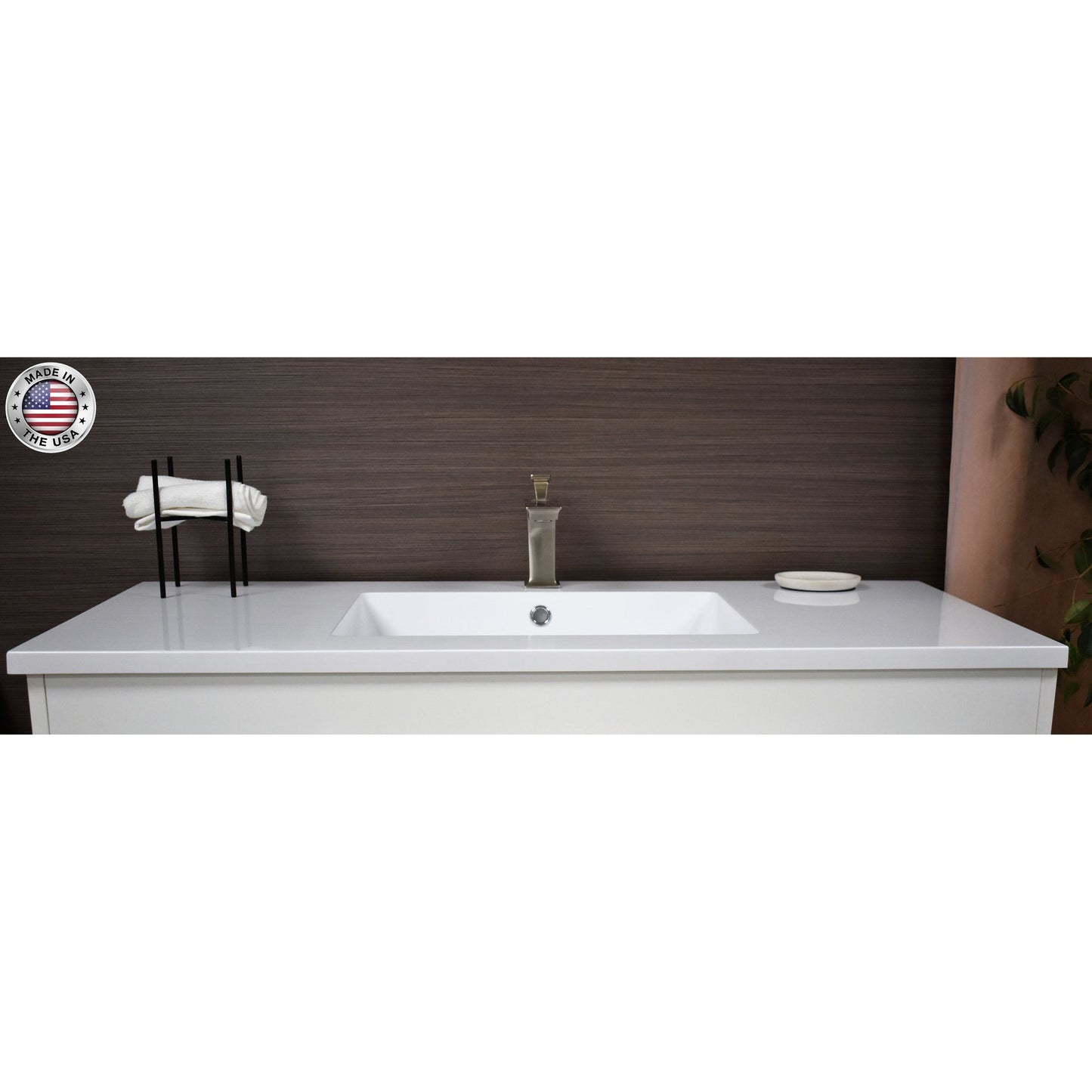 Volpa USA Rio 48" White Freestanding Modern Bathroom Vanity With Integrated Acrylic Top and Brushed Nickel Handles