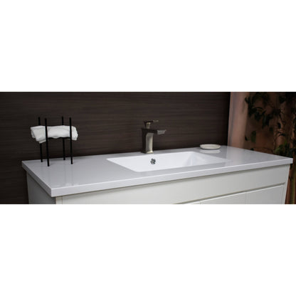 Volpa USA Rio 48" White Freestanding Modern Bathroom Vanity With Integrated Acrylic Top and Brushed Nickel Handles