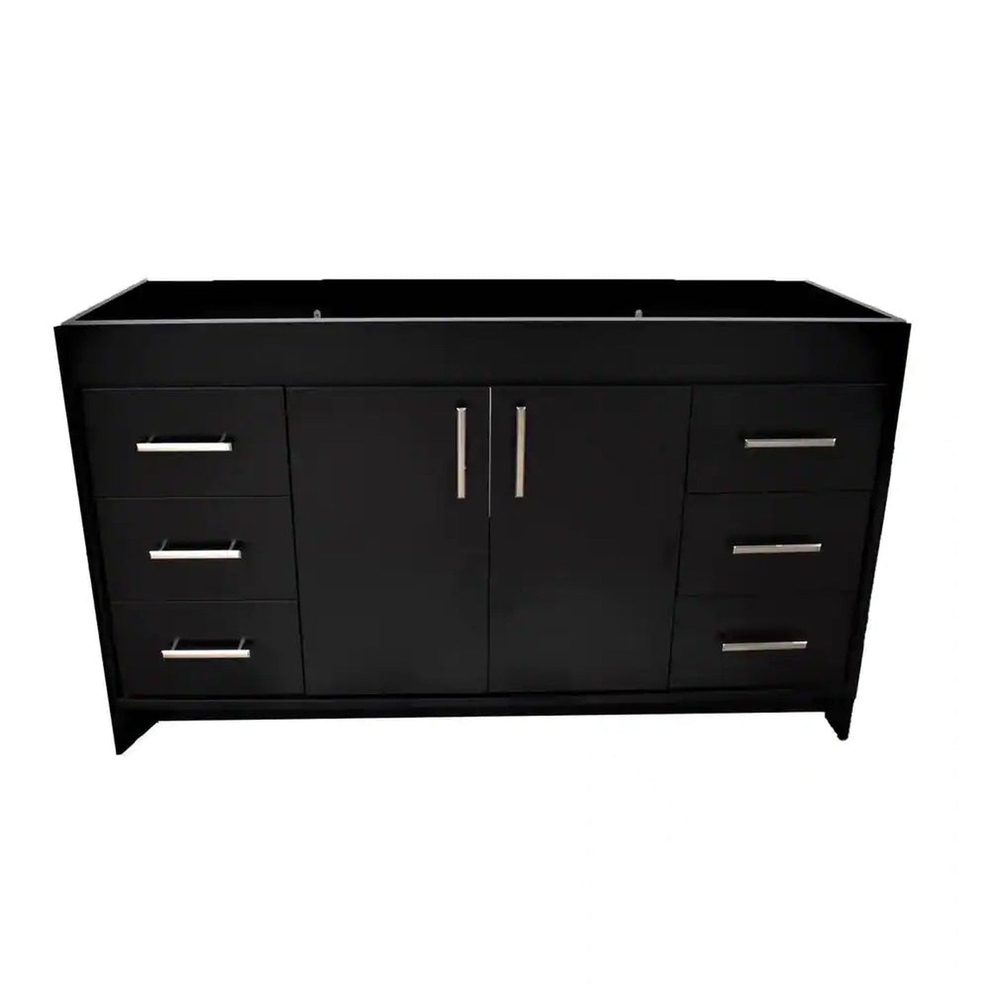 Volpa USA Rio 60" Black Freestanding Modern Bathroom Vanity For Single Sink With Brushed Nickel Handles