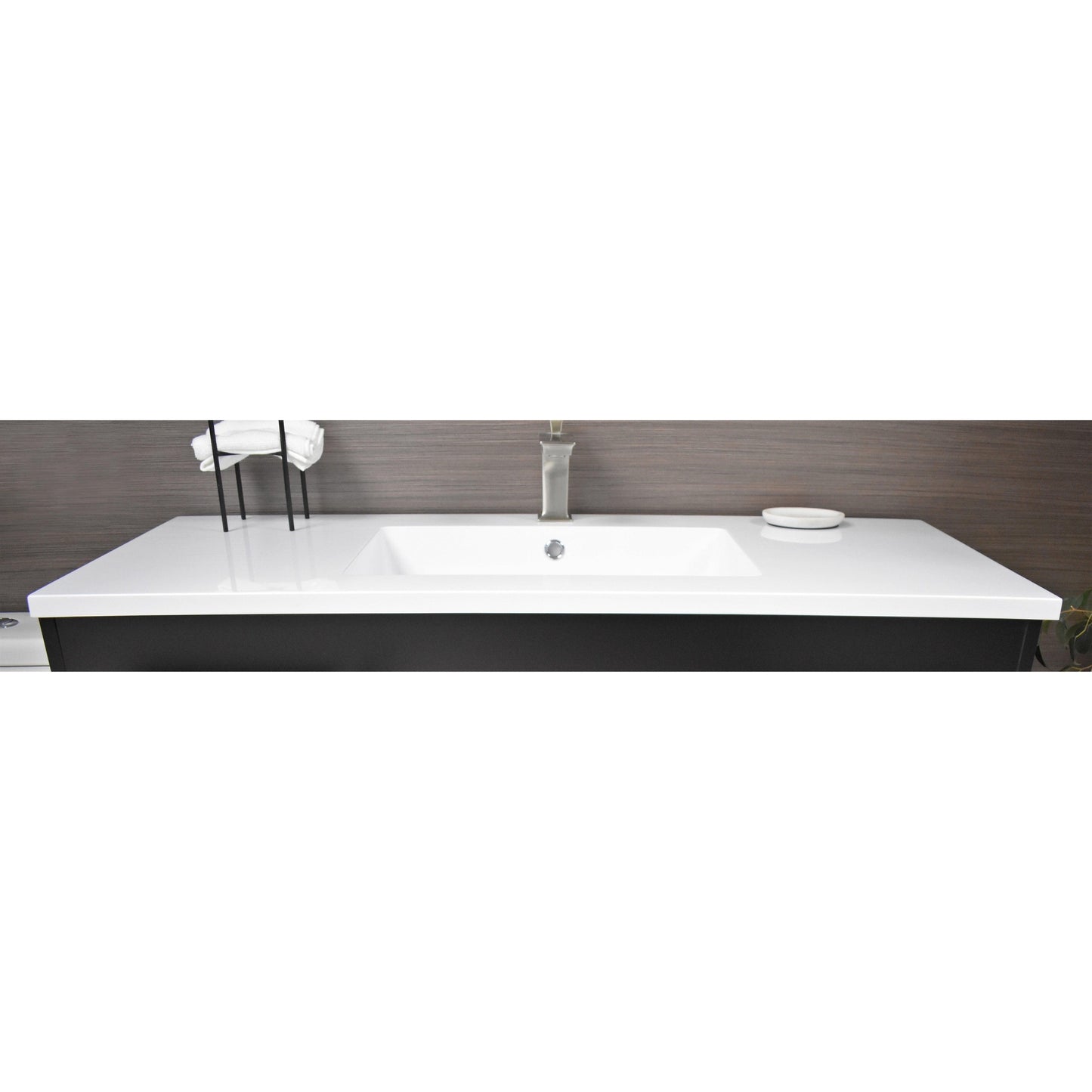 Volpa USA Rio 60" Black Freestanding Modern Bathroom Vanity With Integrated Acrylic Single Sink Top and Brushed Nickel Handles