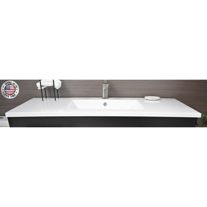 Volpa USA Rio 60" Black Freestanding Modern Bathroom Vanity With Integrated Acrylic Single Sink Top and Brushed Nickel Handles