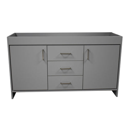 Volpa USA Rio 60" Gray Freestanding Modern Bathroom Vanity For Double Sinks With Brushed Nickel Handles