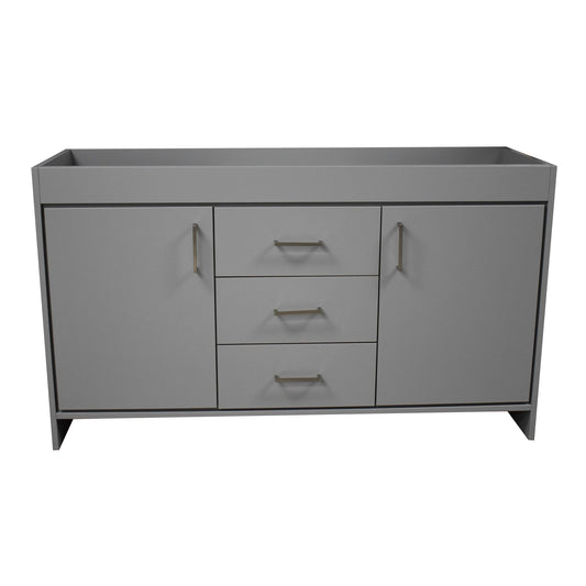 Volpa USA Rio 60" Gray Freestanding Modern Bathroom Vanity For Double Sinks With Brushed Nickel Handles