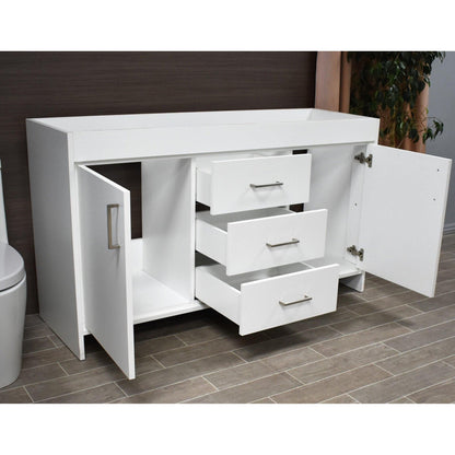 Volpa USA Rio 60" White Freestanding Modern Bathroom Vanity For Double Sinks With Brushed Nickel Handles