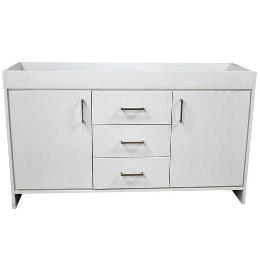 Volpa USA Rio 60" White Freestanding Modern Bathroom Vanity For Double Sinks With Brushed Nickel Handles