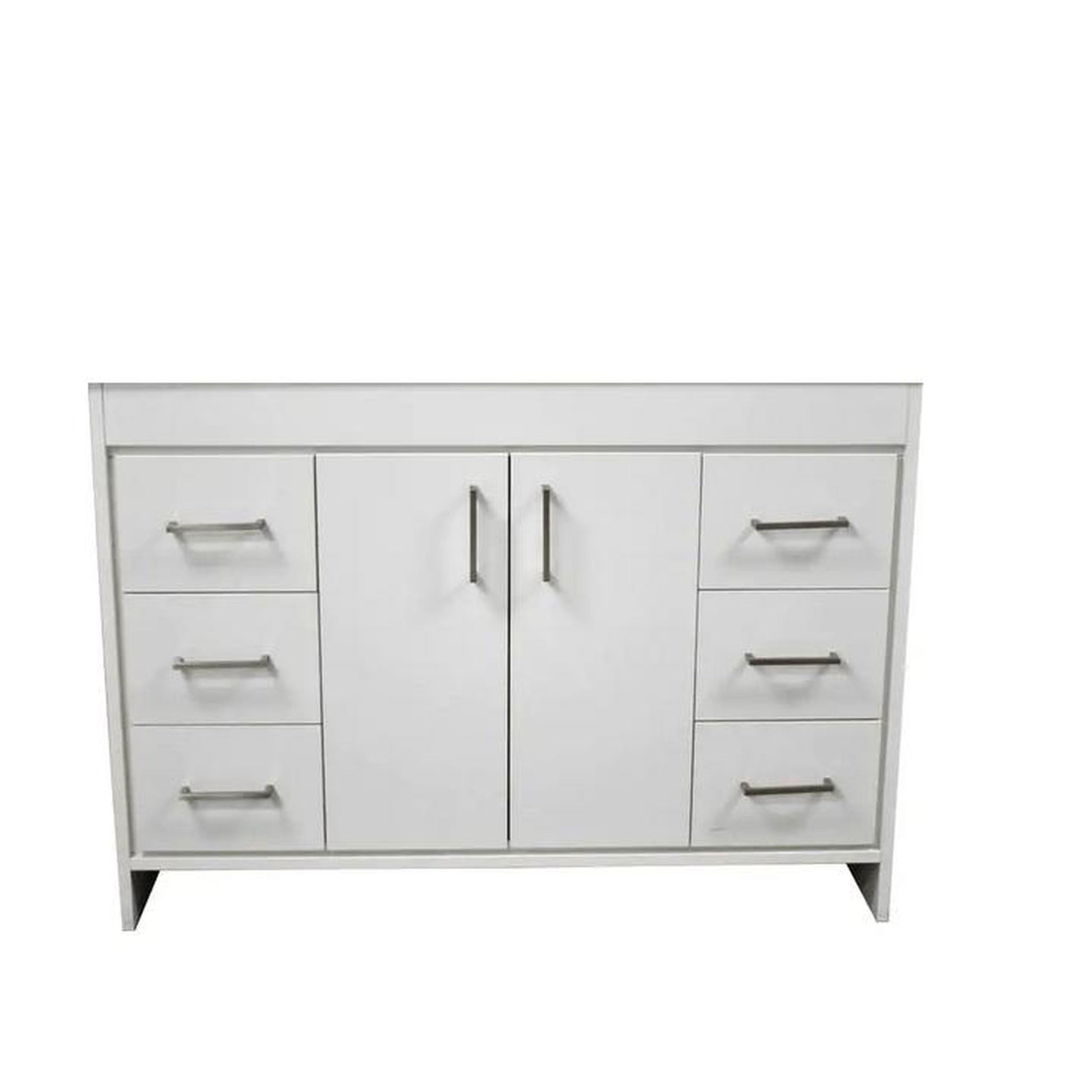 Volpa USA Rio 60" White Freestanding Modern Bathroom Vanity For Single Sink With Brushed Nickel Handles