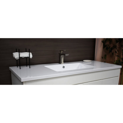 Volpa USA Rio 60" White Freestanding Modern Bathroom Vanity With Integrated Acrylic Single Sink Top and Brushed Nickel Handles