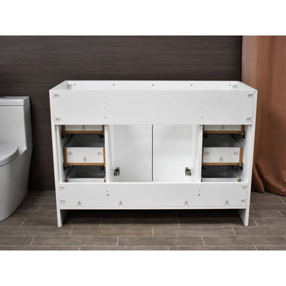 Volpa USA Rio 60" White Freestanding Modern Bathroom Vanity With Integrated Acrylic Single Sink Top and Brushed Nickel Handles