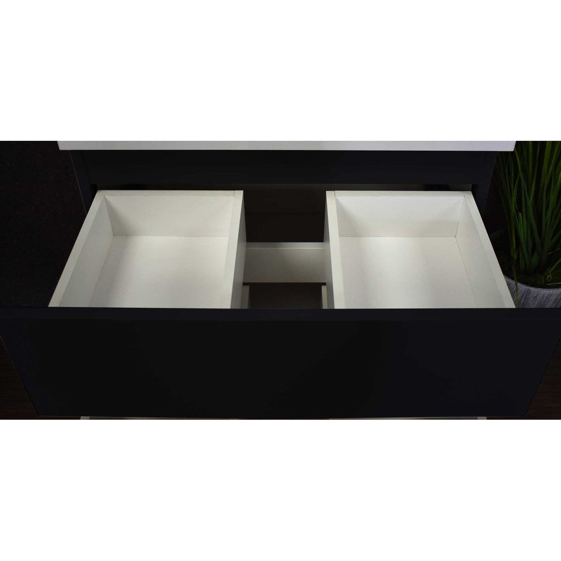 Volpa USA Salt 24" x 18" Black Wall-Mounted Floating Bathroom Vanity with Drawers