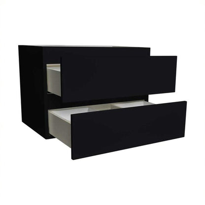 Volpa USA Salt 24" x 18" Glossy Black Wall-Mounted Floating Bathroom Vanity With Drawers