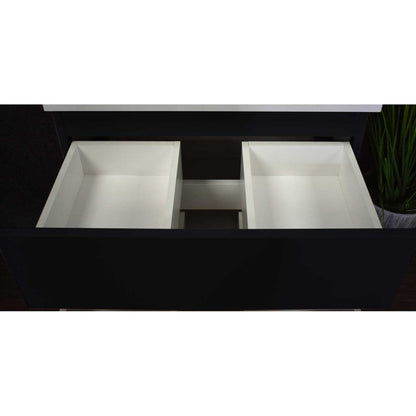 Volpa USA Salt 24" x 18" Glossy Black Wall-Mounted Floating Bathroom Vanity With Drawers