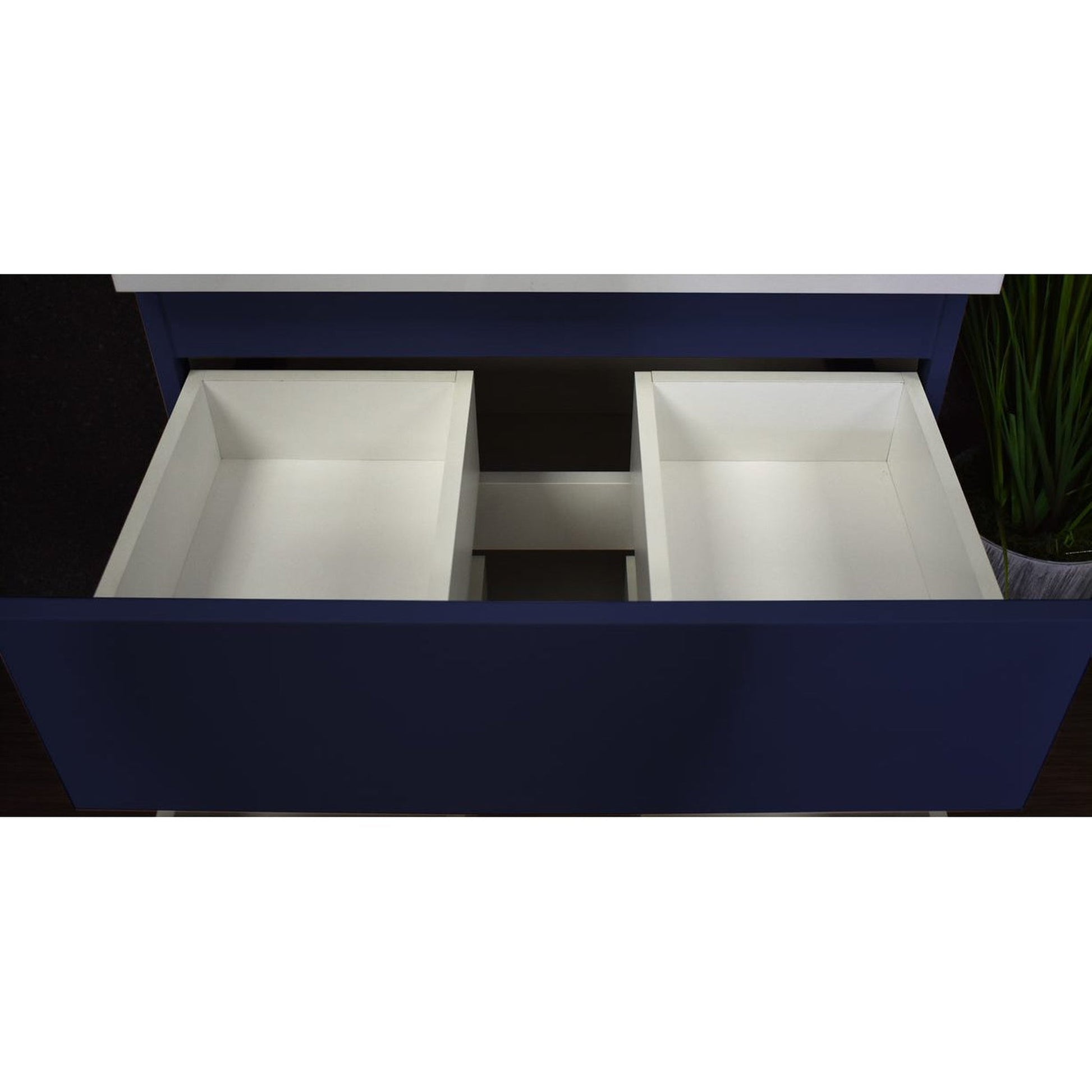 Volpa USA Salt 24" x 18" Navy Wall-Mounted Floating Bathroom Vanity Cabinet with Drawers