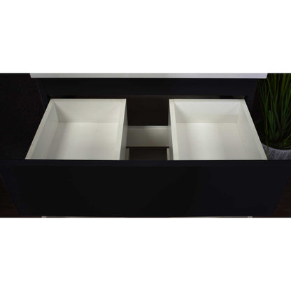 Volpa USA Salt 24" x 20" Glossy Black Wall-Mounted Floating Bathroom Vanity Cabinet with Drawers