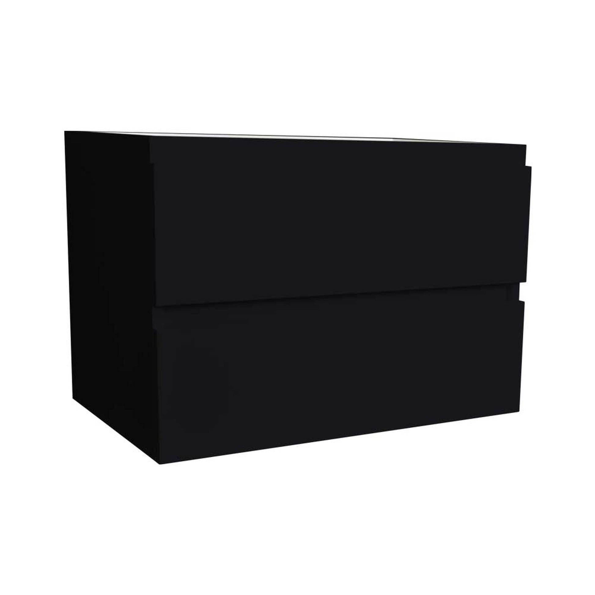 Volpa USA Salt 24" x 20" Glossy Black Wall-Mounted Floating Bathroom Vanity Cabinet with Drawers