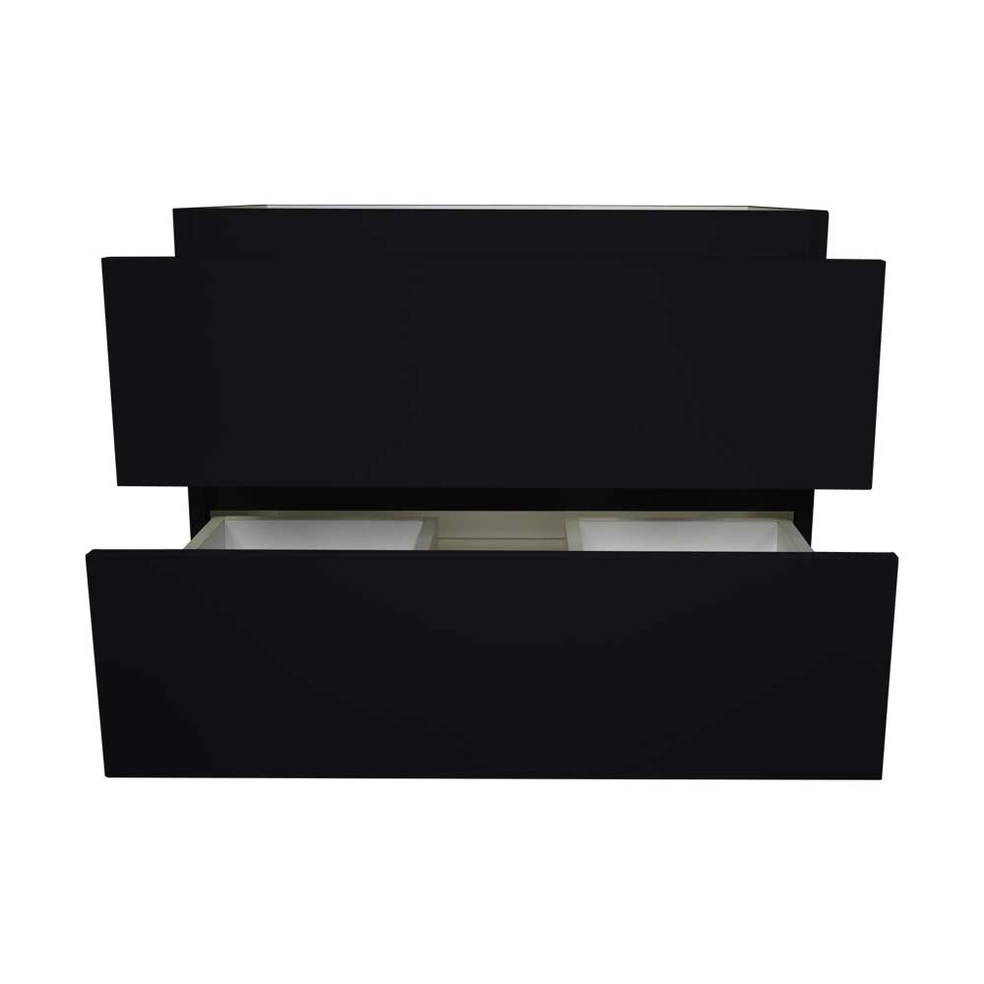 Volpa USA Salt 24" x 20" Glossy Black Wall-Mounted Floating Bathroom Vanity Cabinet with Drawers