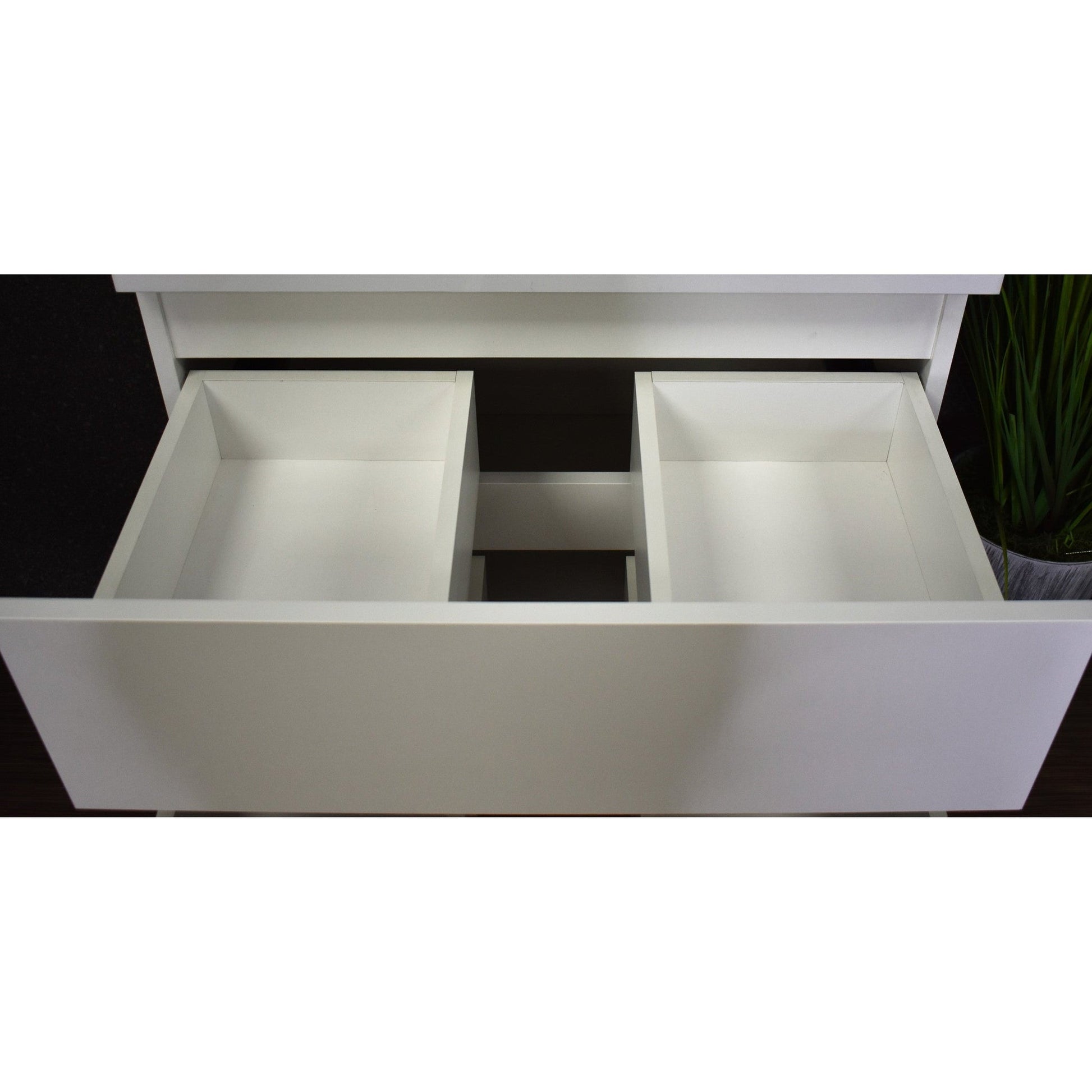 Volpa USA Salt 24" x 20" Glossy White Wall-Mounted Floating Bathroom Vanity Cabinet with Drawers