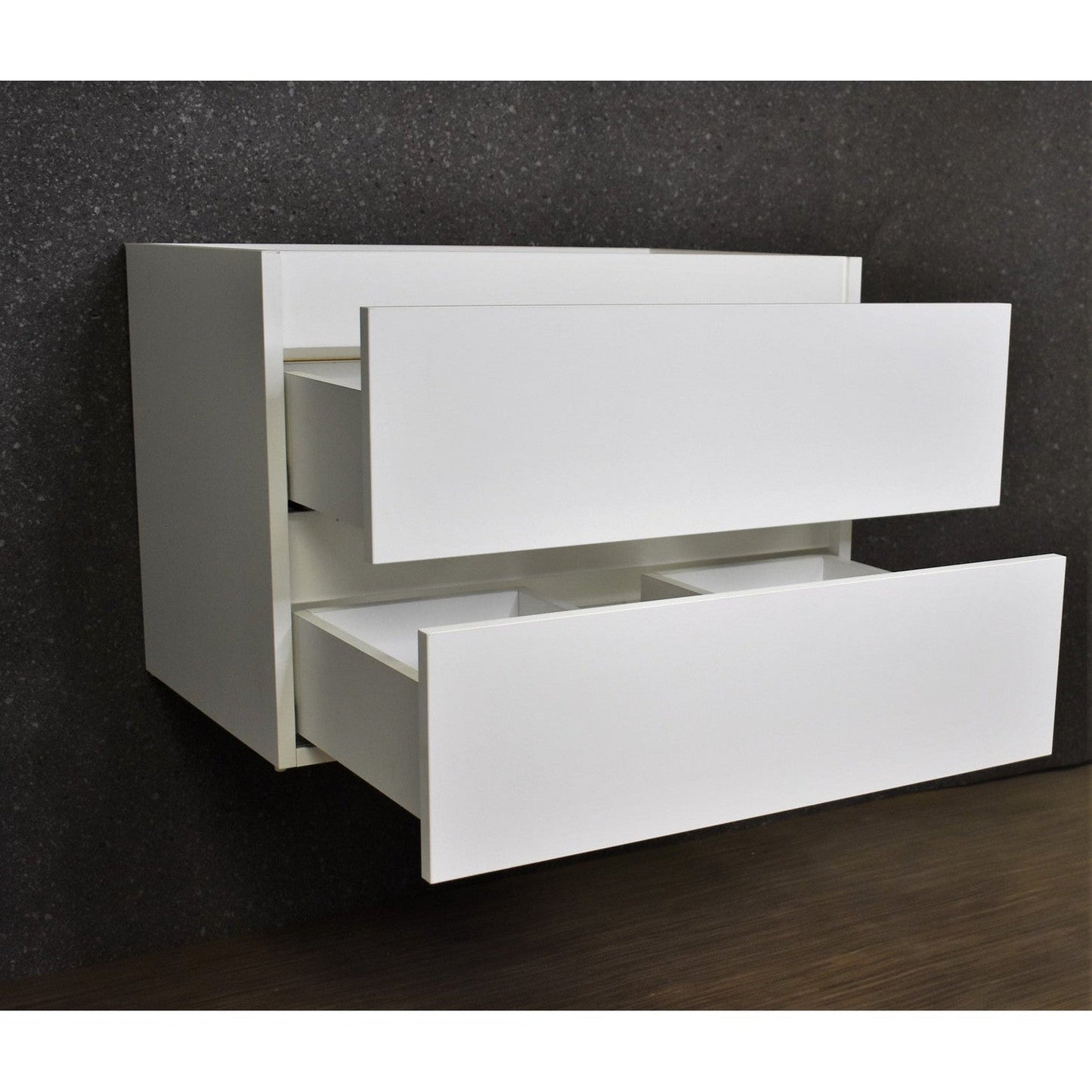 Volpa USA Salt 24" x 20" Glossy White Wall-Mounted Floating Bathroom Vanity Cabinet with Drawers