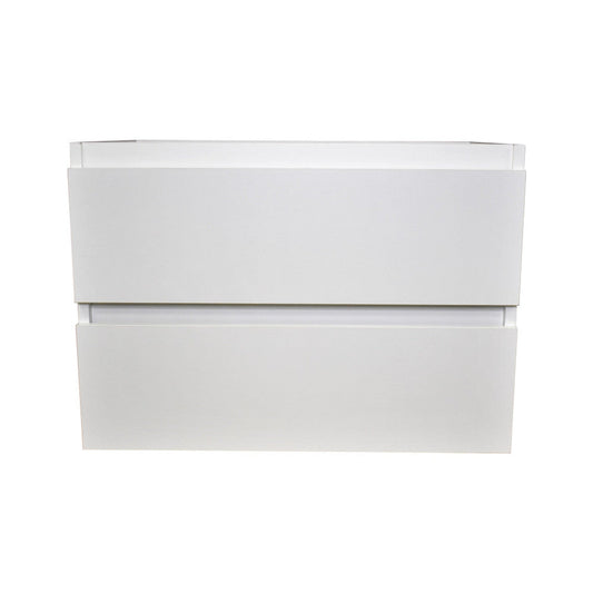 Volpa USA Salt 24" x 20" Glossy White Wall-Mounted Floating Bathroom Vanity Cabinet with Drawers