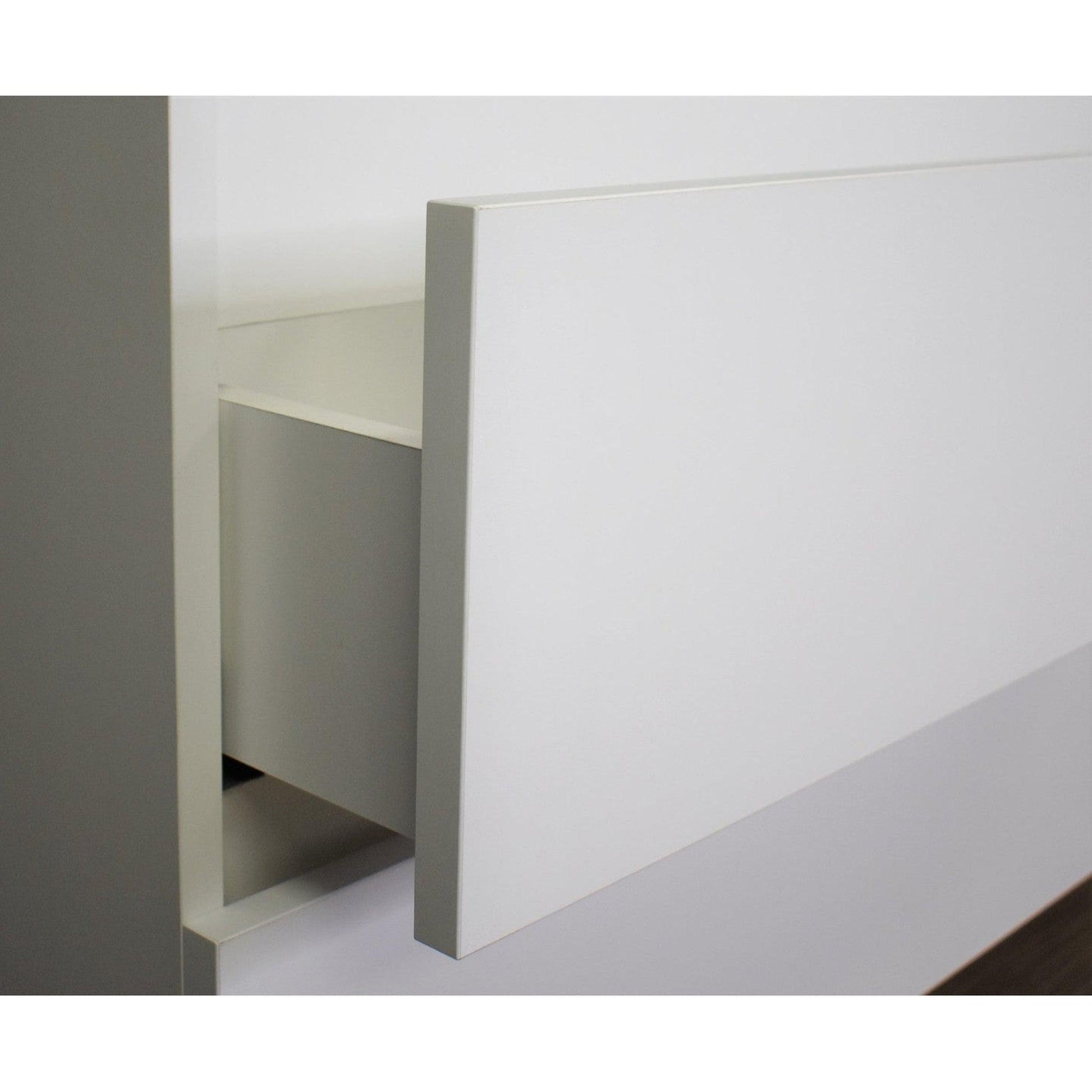 Volpa USA Salt 24" x 20" Glossy White Wall-Mounted Floating Bathroom Vanity With Drawers, Acrylic Top and Integrated Acrylic Sink